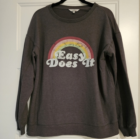 Wildfox Women's Gray Easy Does It Sweatshirt with Rainbow Design sz - Picture 3 of 5